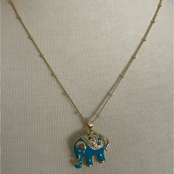 Teal Elephant Necklace - Picture 3 of 5